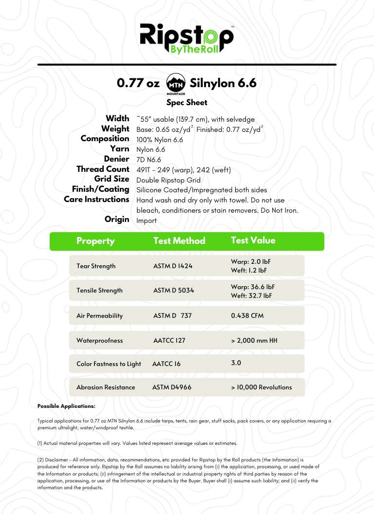 0.77 oz MTN Silnylon 6.6 - Full Roll - Image 8