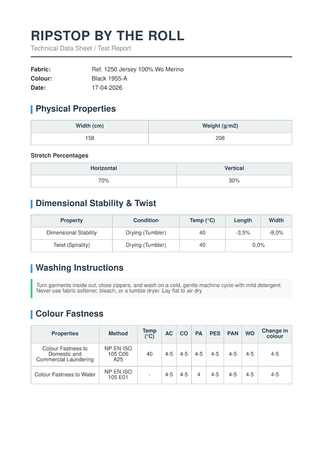 100% Merino Wool Jersey - 208 gsm - Image 10