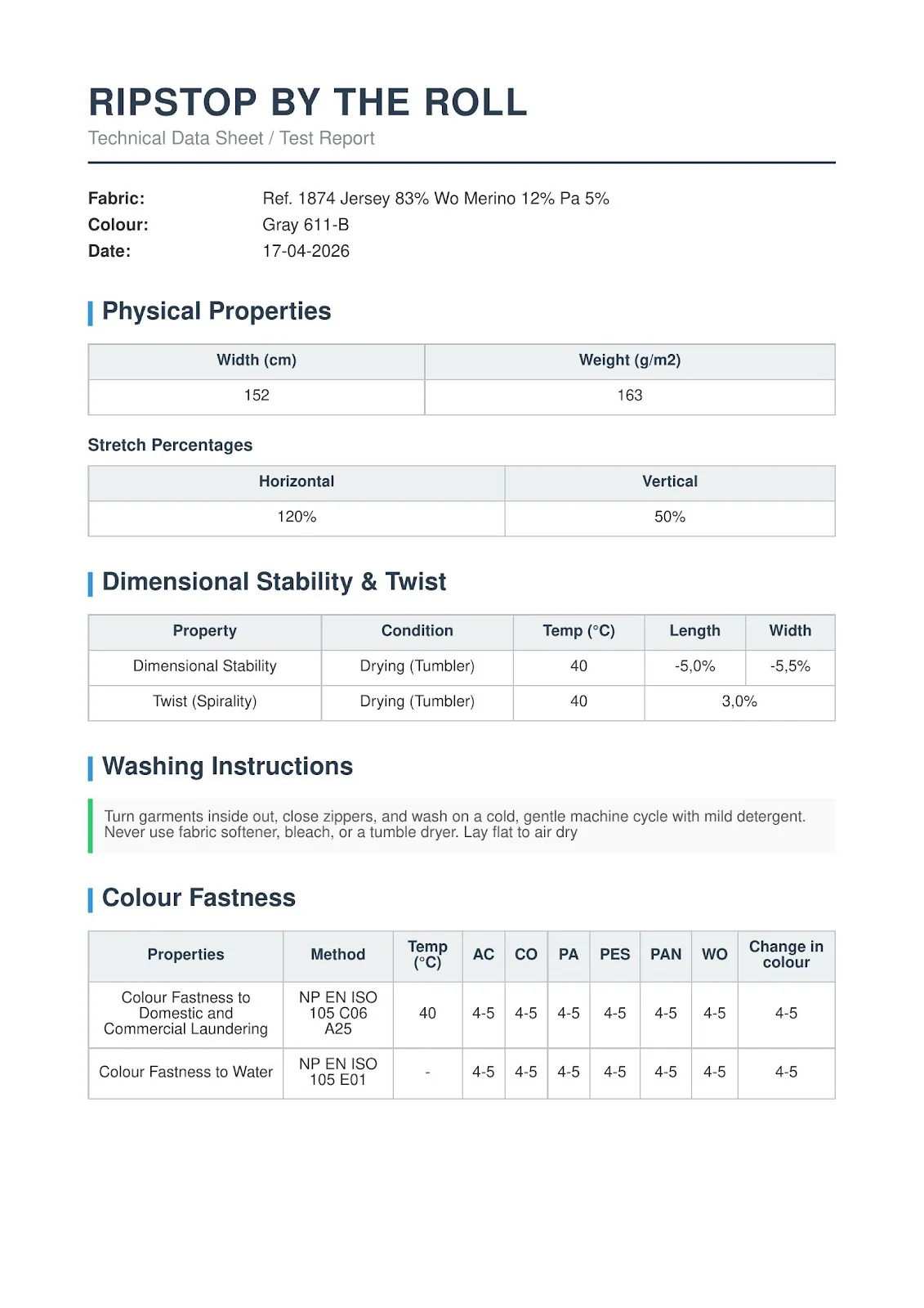 Merino Wool/Nylon Blend Jersey - 163 gsm - Image 8