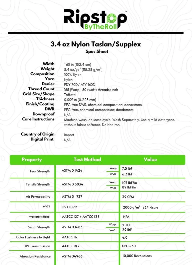 3.4 oz Nylon Taslan/Supplex - Full Roll - Image 13